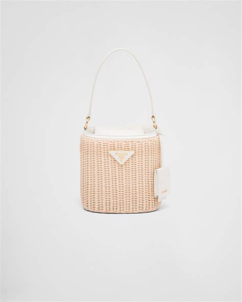 prada net bucket bag|Prada wicker bucket bag.